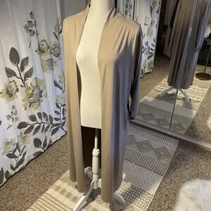 Isaac Liev Beige Long Sleeve Knit Cardigan Sweater Duster Size L